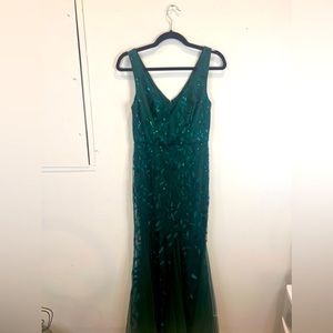 Women's Double V-Neck Fishtail Sequin Evening Dress